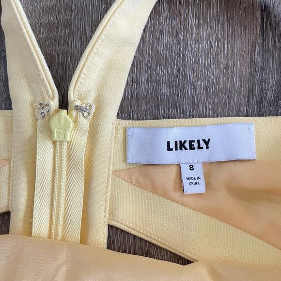 Likely Arcadia Bodycon Dress Yellow - Size: 8 - Picture 3 of 12